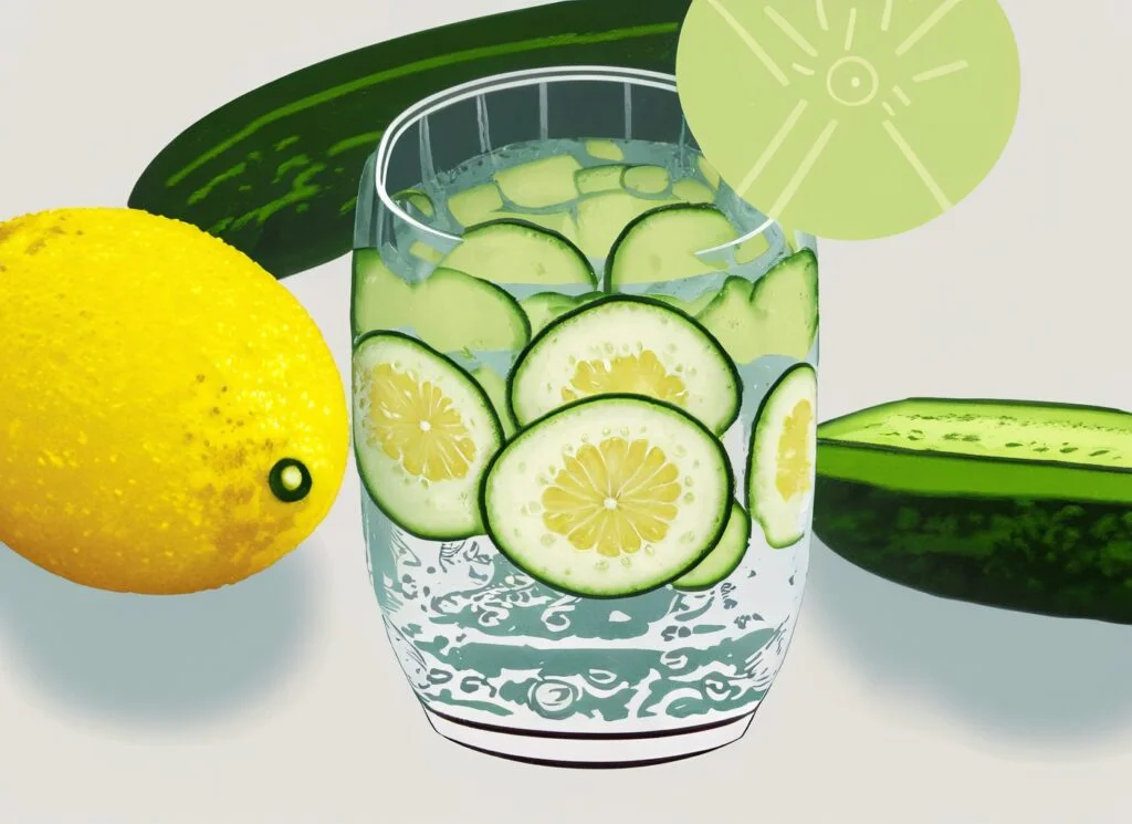Eau Concombre, Citron Pour Maigrir : la recette facile Eau Concombre, Citron Pour maigrir dans un grand pichet en verre avec tranches de citron et concombre