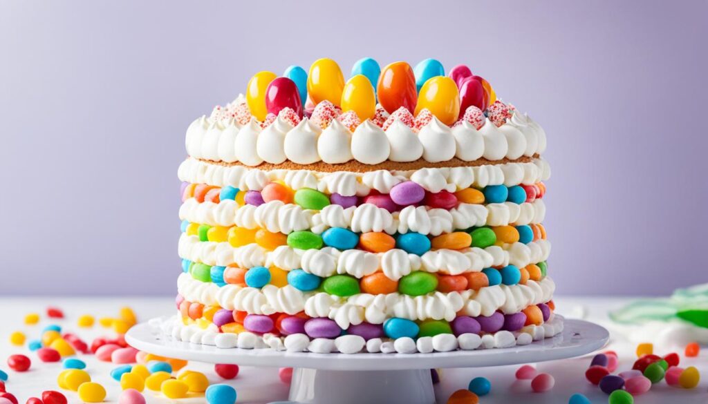 Number Cake Génoise chantilly, bonbons et chamallows