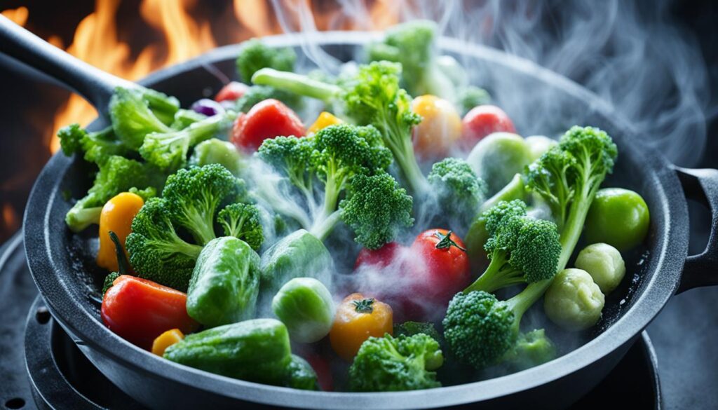 cuisson rapide des légumes surgelés